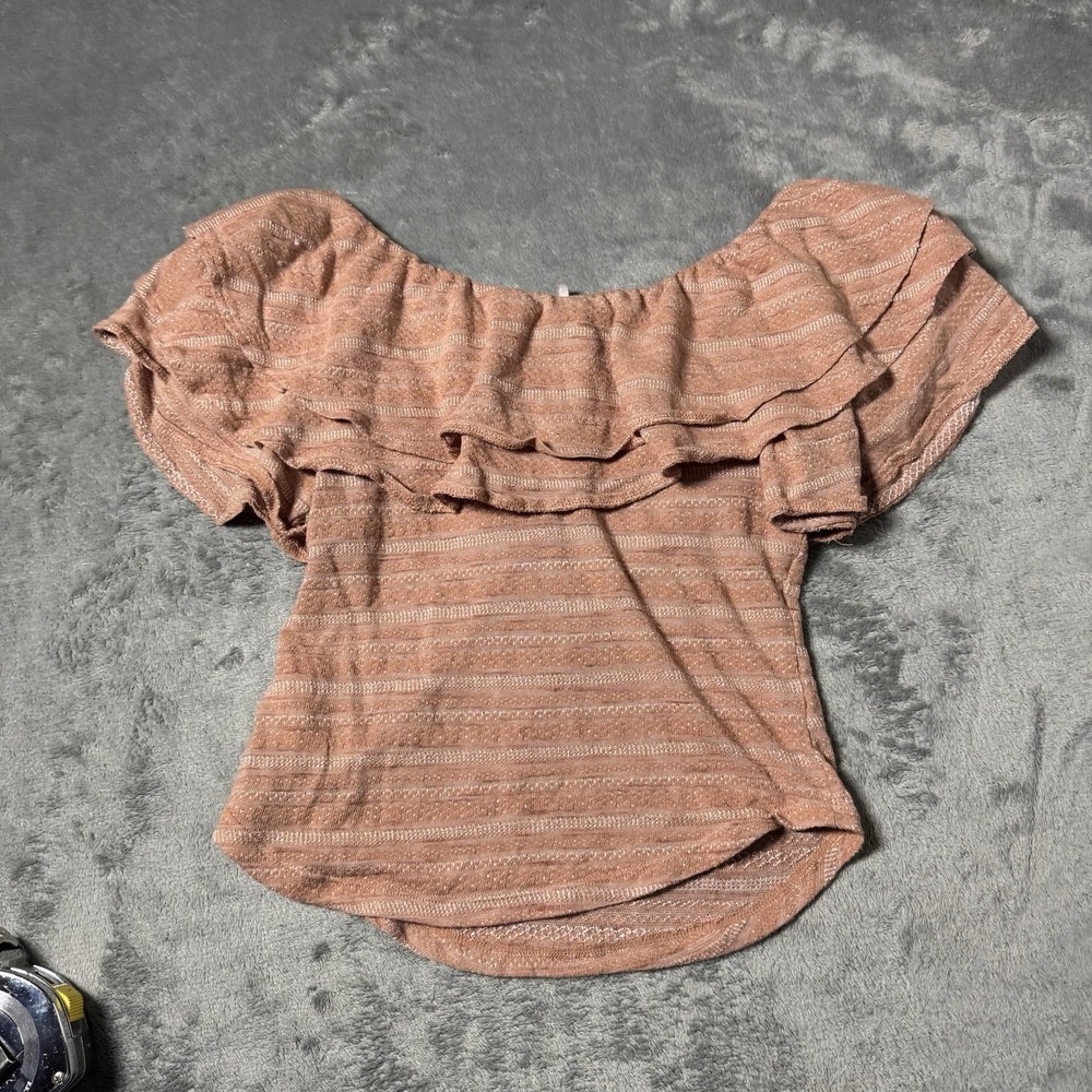 Free People Heirloom Ruffle Top Doe Combo Women's‎ S Peasant Girly Boho Indie - Picture 5 of 7